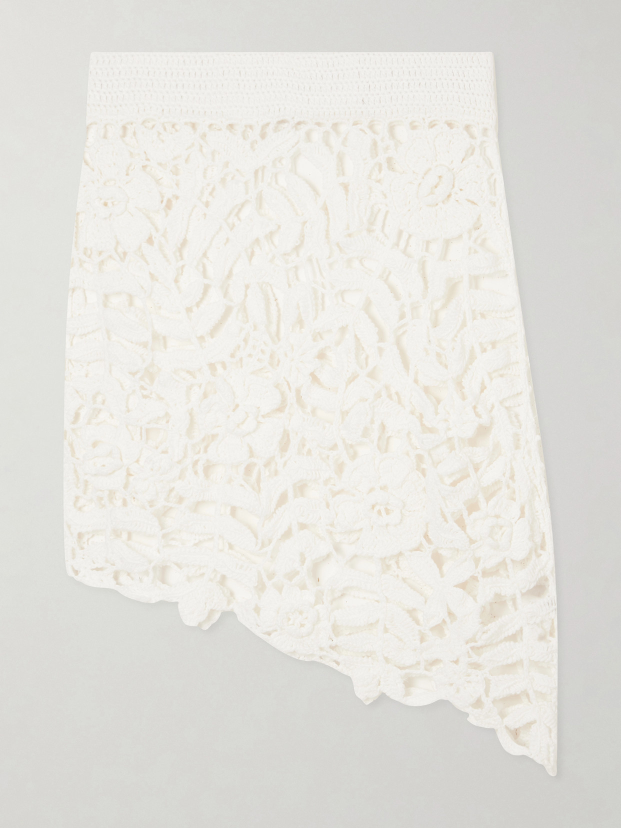 Ganni Crocheted Organic Cotton Mini Skirt In White