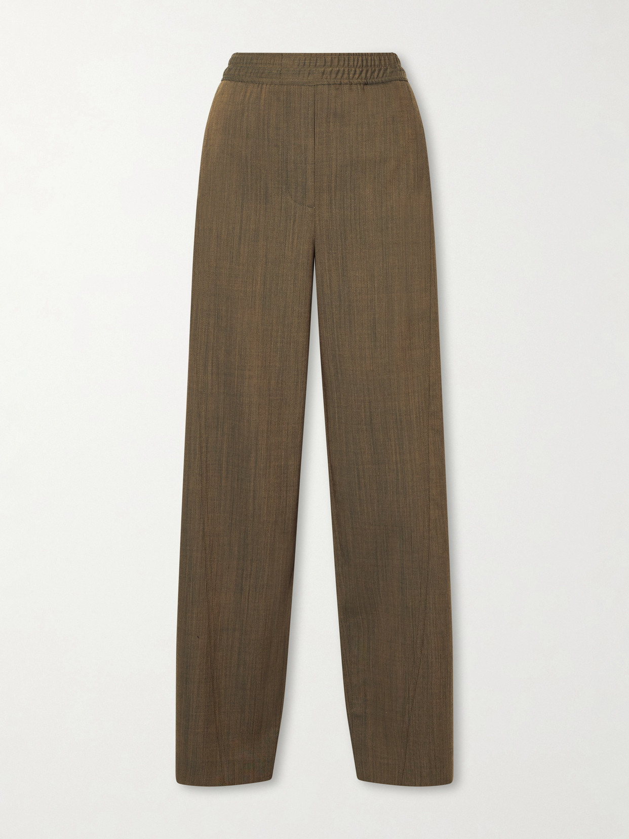 Ganni Mélange Wool Tapered Pants In Brown