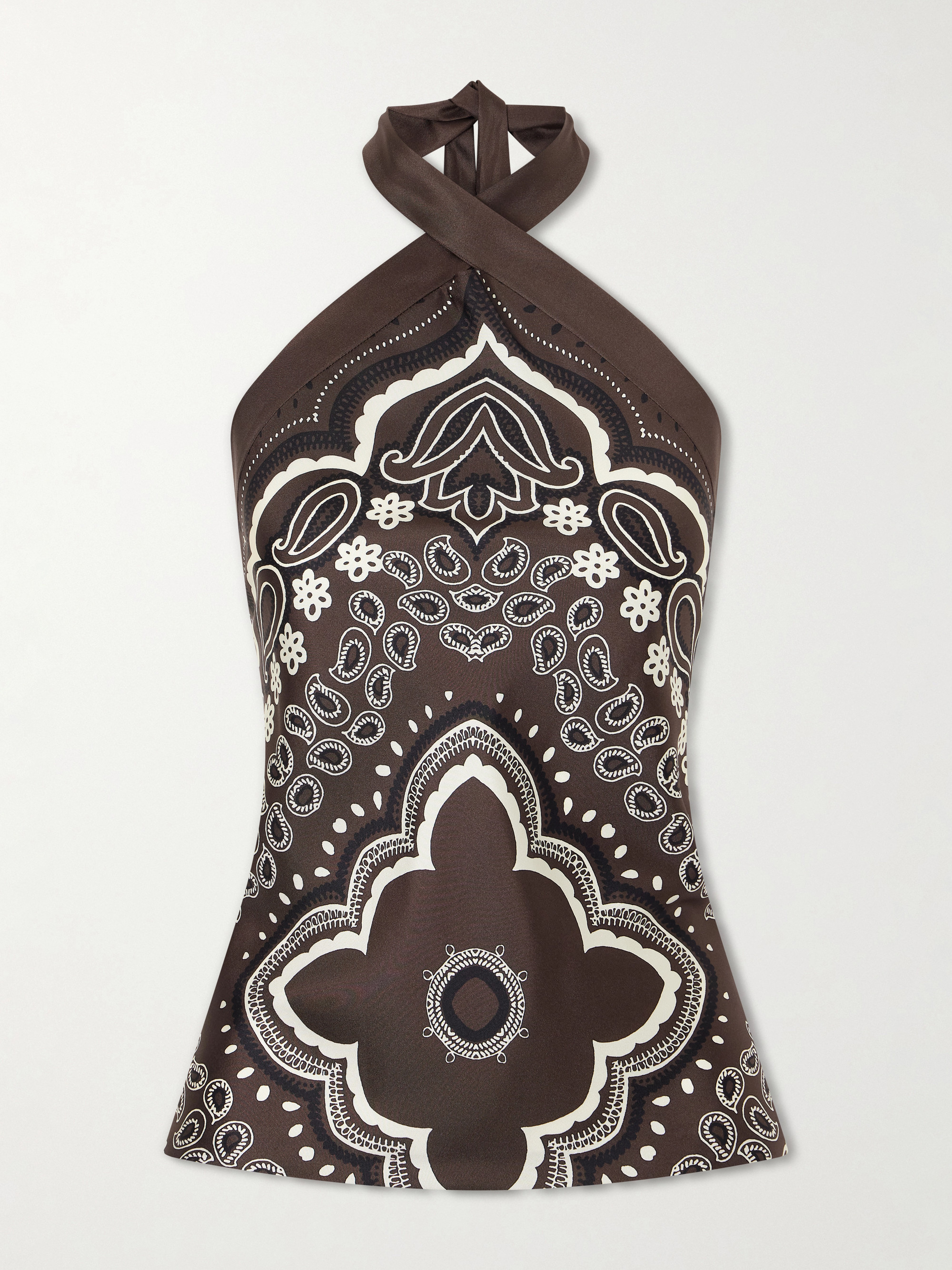 Nili Lotan Solal printed silk halterneck top