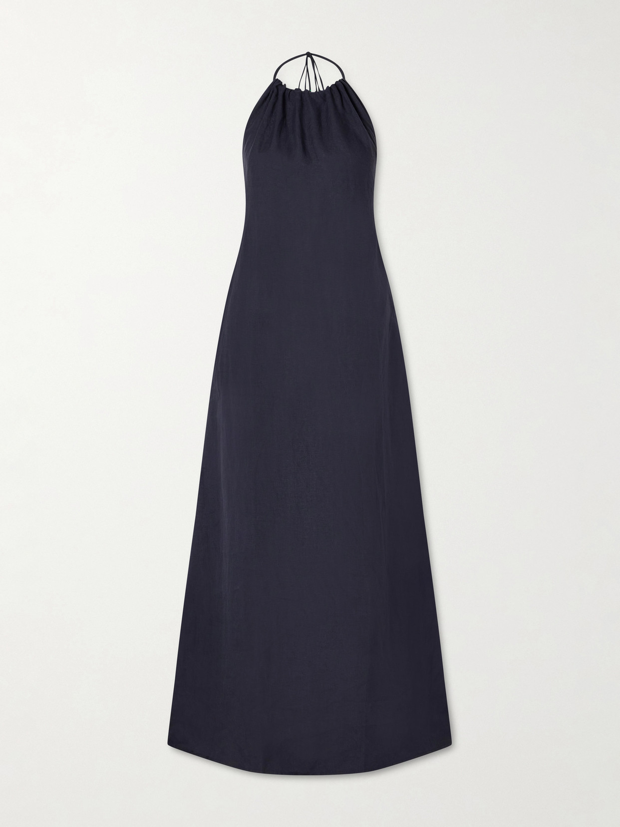 Nili Lotan - Lelia Open-back Linen-voile Halterneck Maxi Dress - Blue