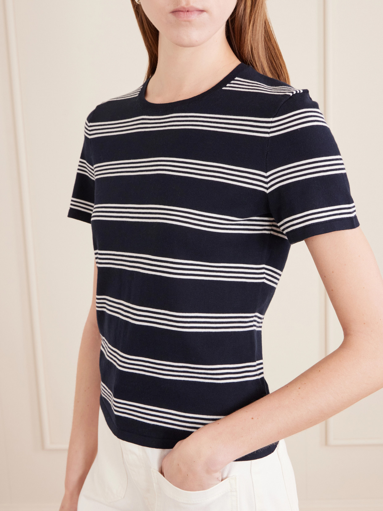 Lansie Striped Cotton-Jersey T-Shirt