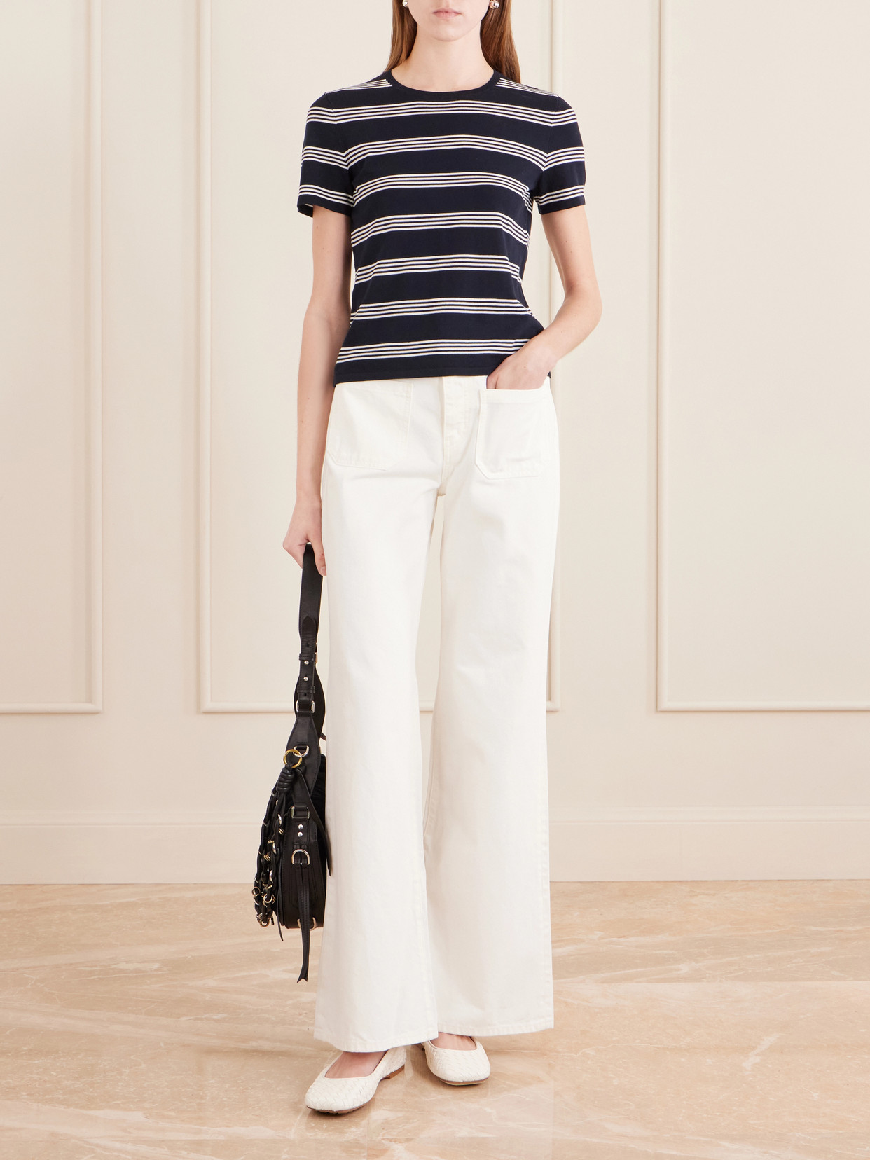 Lansie Striped Cotton-Jersey T-Shirt