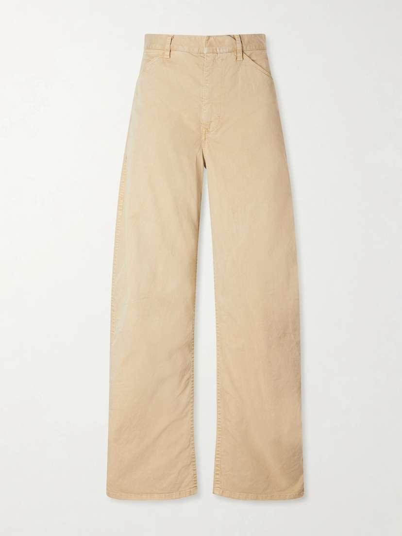 Nili Lotan Tribeca Brushed Cotton-blend Twill Barrel-leg Pants