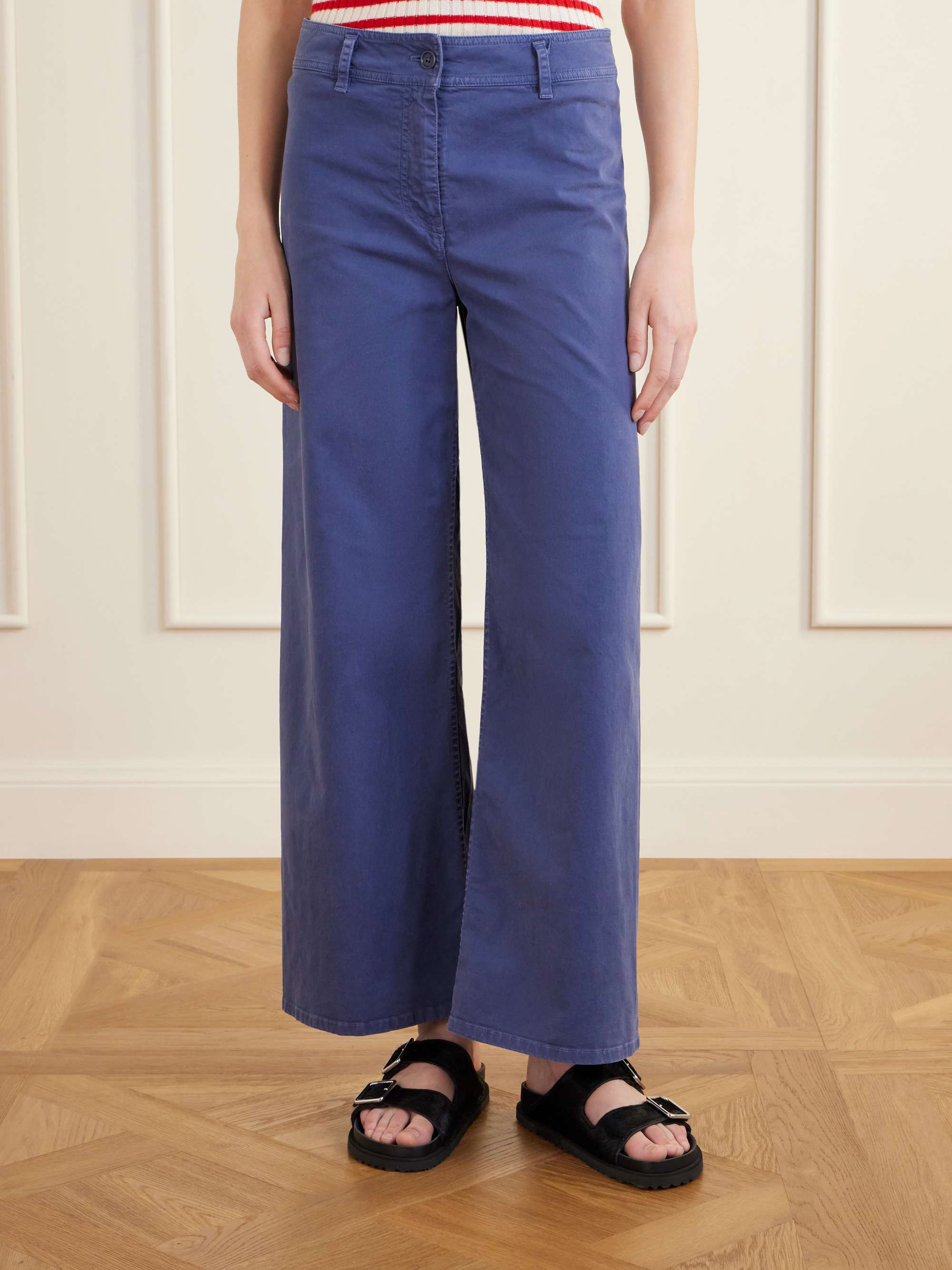 NILI LOTAN Megan cotton-blend twill wide-leg pants