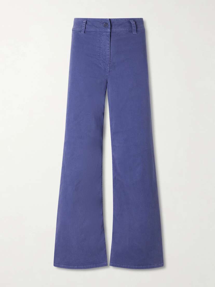 Nili Lotan Megan Cotton-blend Wide-leg Pants