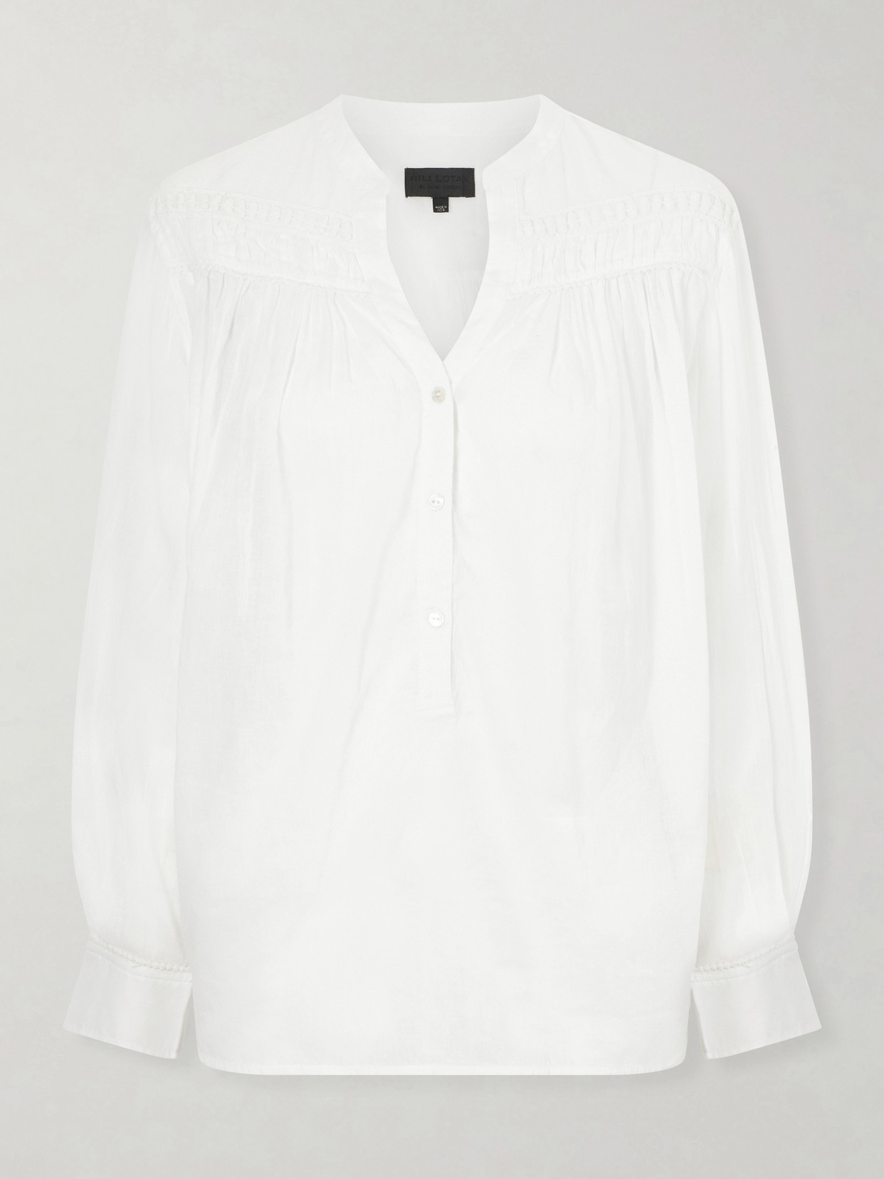 Clarys Embroidered Gathered Cotton-Voile Blouse
