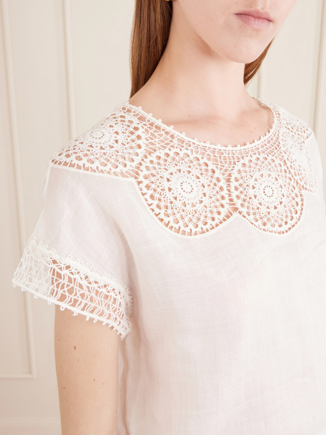 Caila Crochet-Trimmed Ramie Top