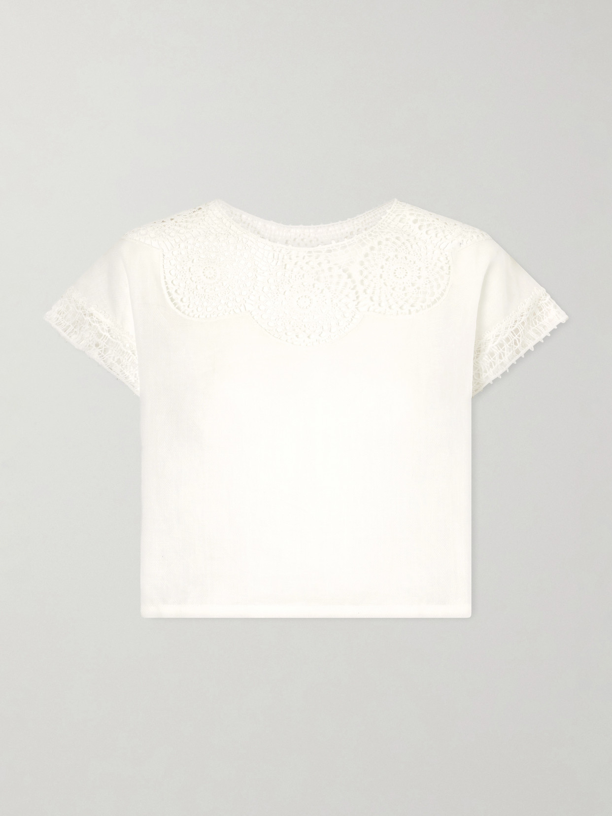 Caila Crochet-Trimmed Ramie Top