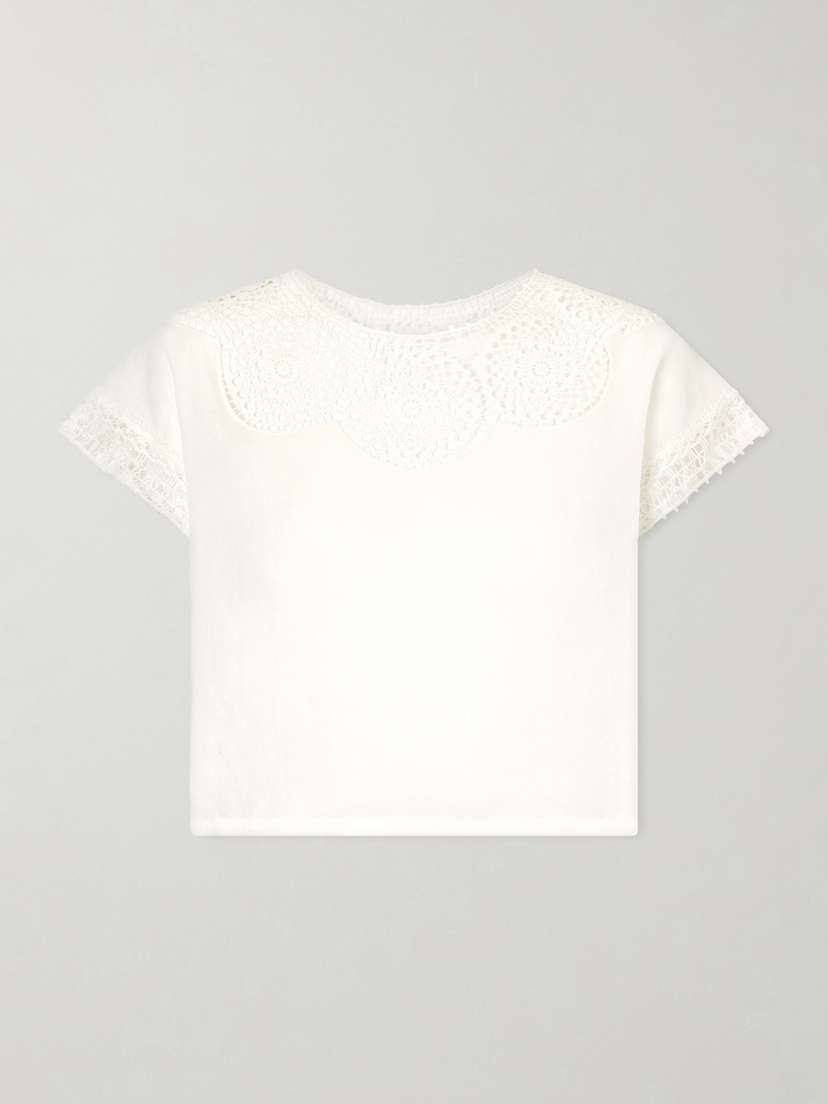 Nili Lotan Caila Crochet-trimmed Ramie Top