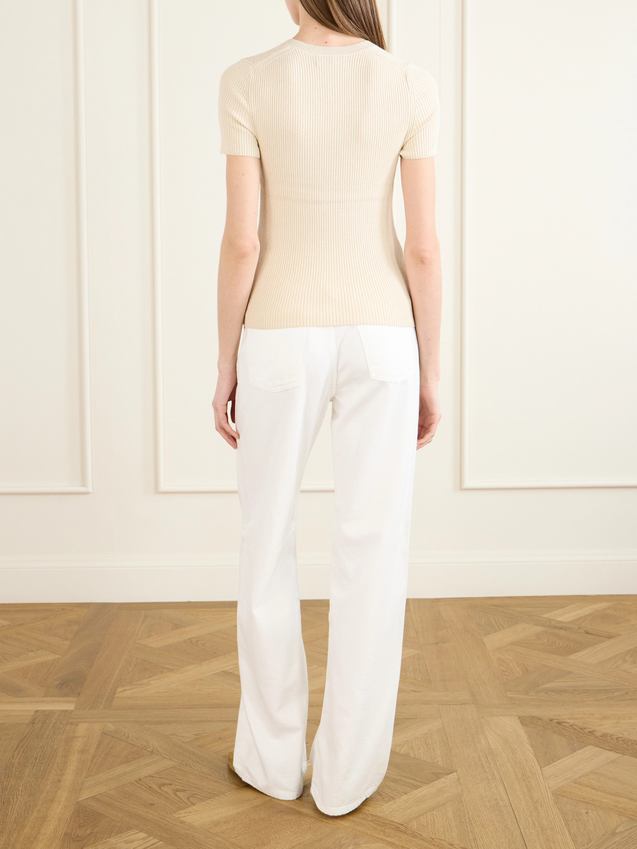 Ribbed-Knit Cotton And Silk-Blend T-Shirt