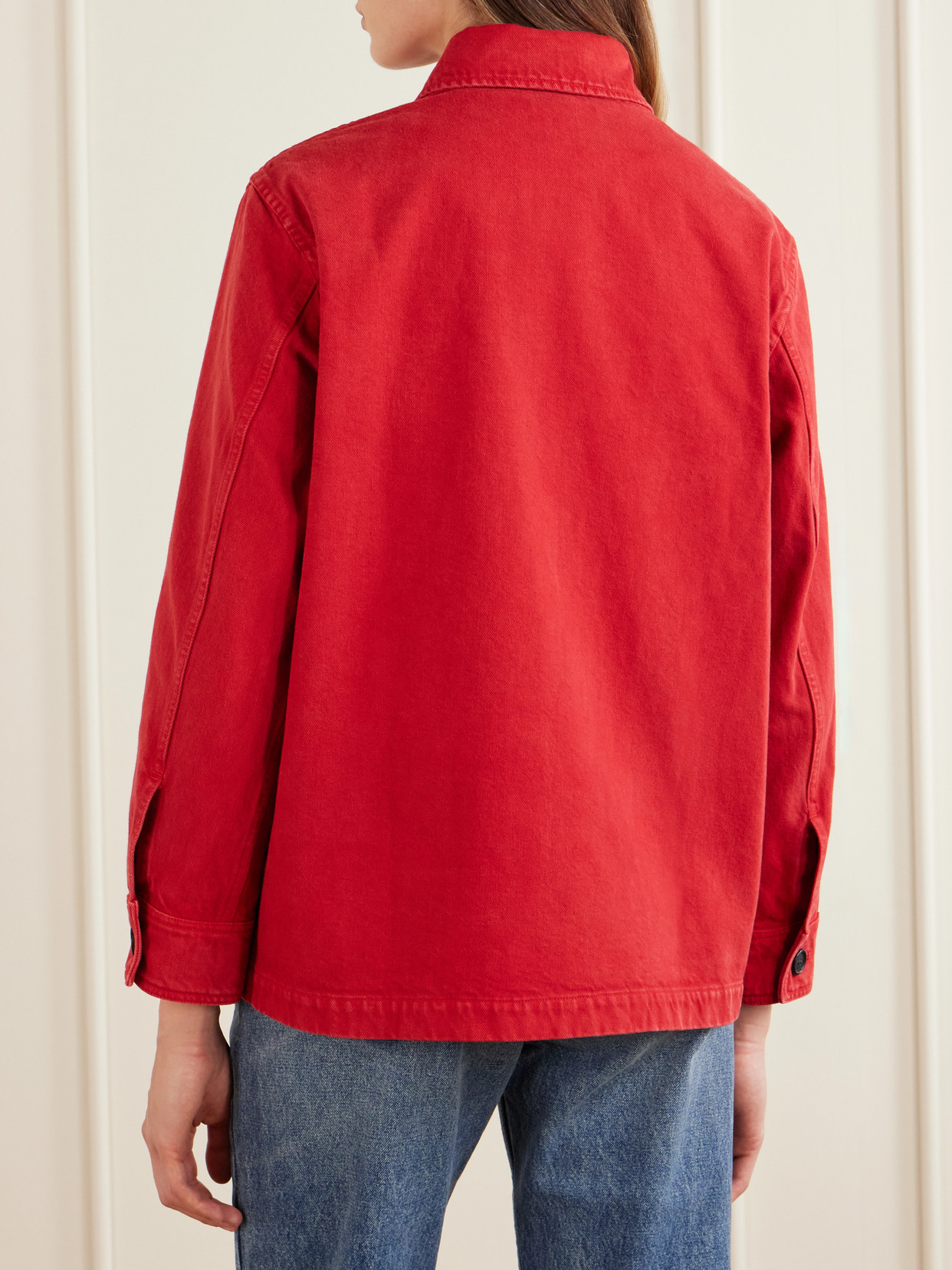 Nili Lotan Leroy Cotton Twill Utility Jacket In Red