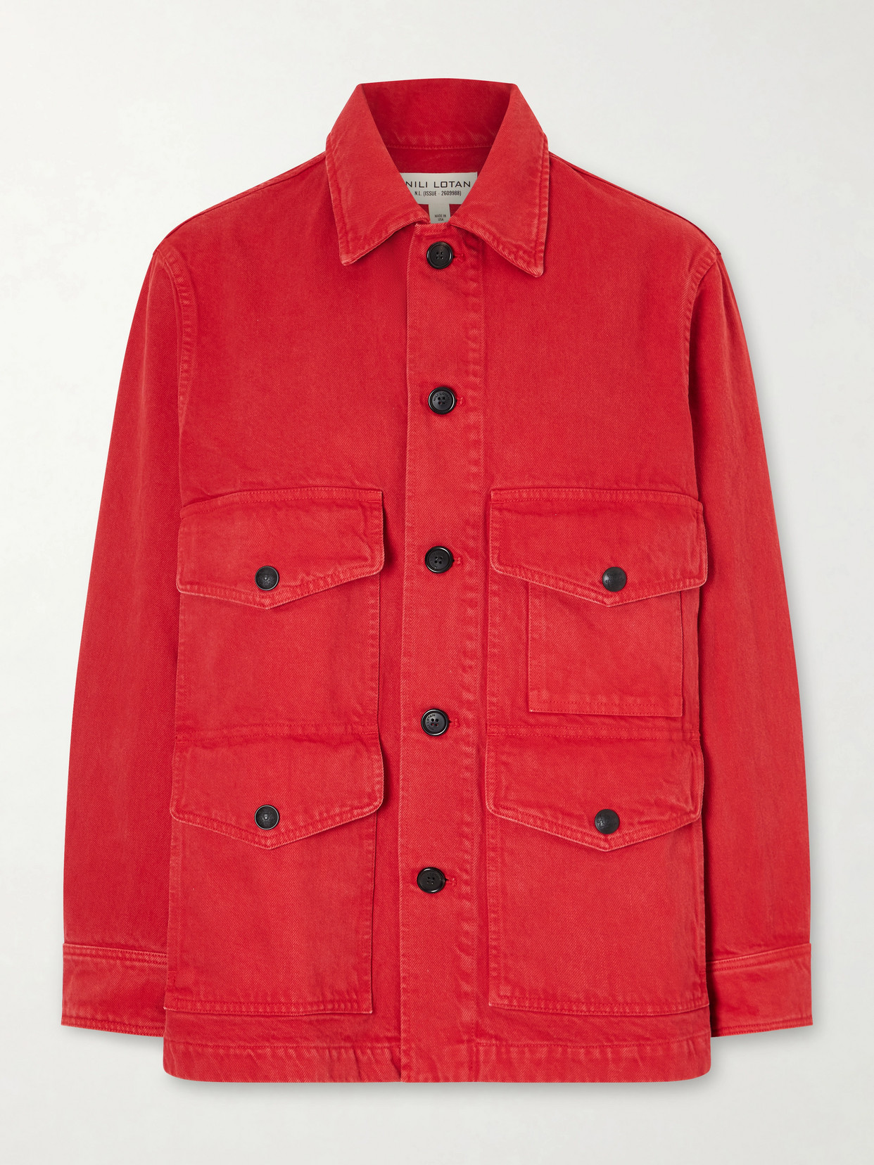 Nili Lotan Leroy Cotton Twill Utility Jacket In Red