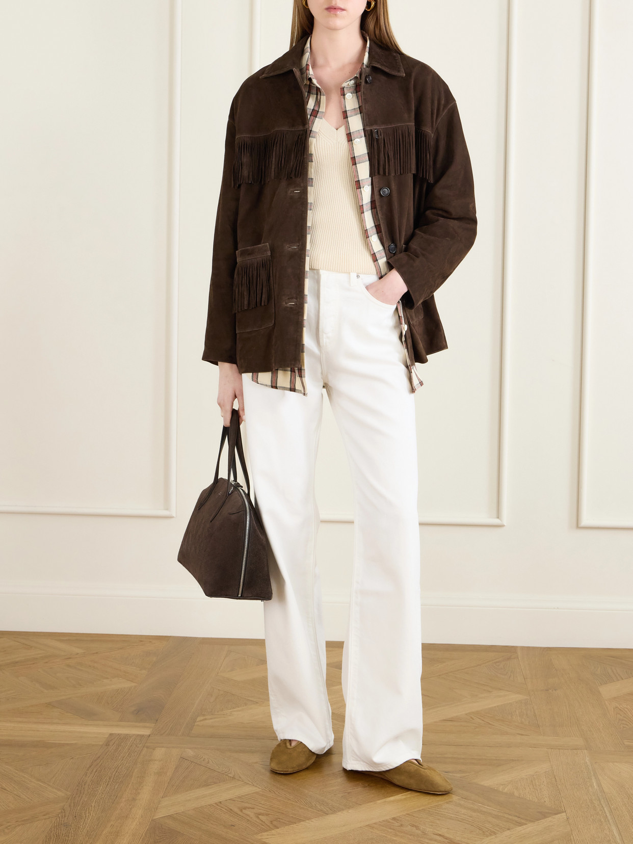 Nili Lotan Foudre Fringe-trimmed Suede Jacket In Burgundy