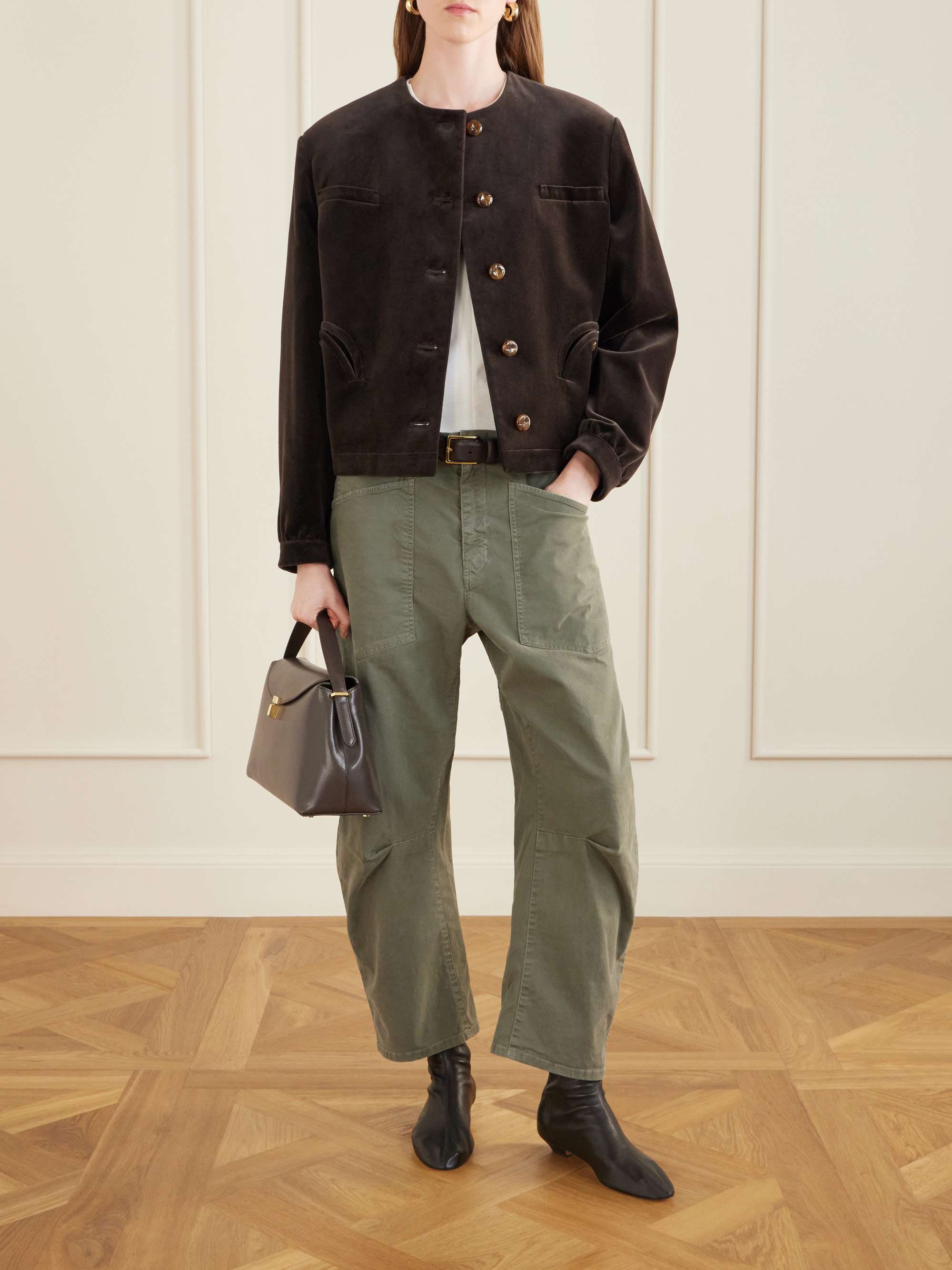 NILI LOTAN Shon cotton-blend twill tapered pants