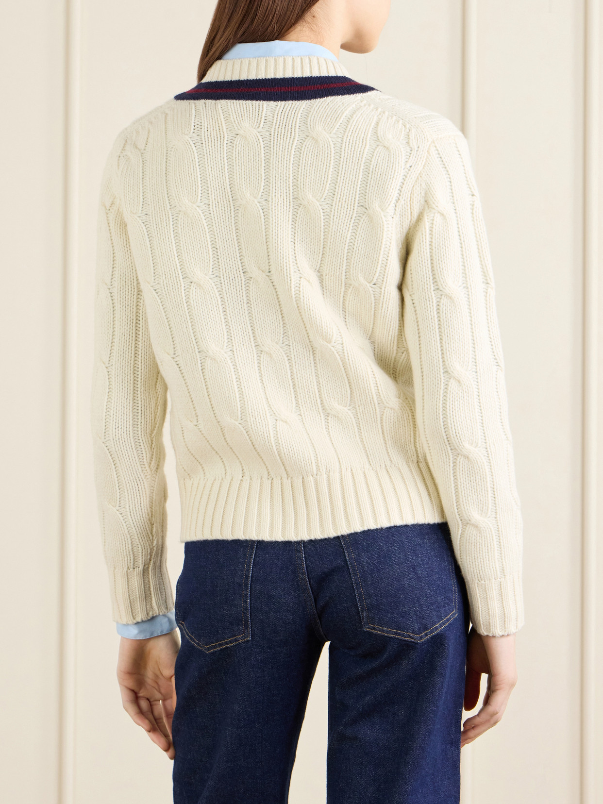 Nili Lotan Fabiana Striped Cable-knit Wool Sweater In White