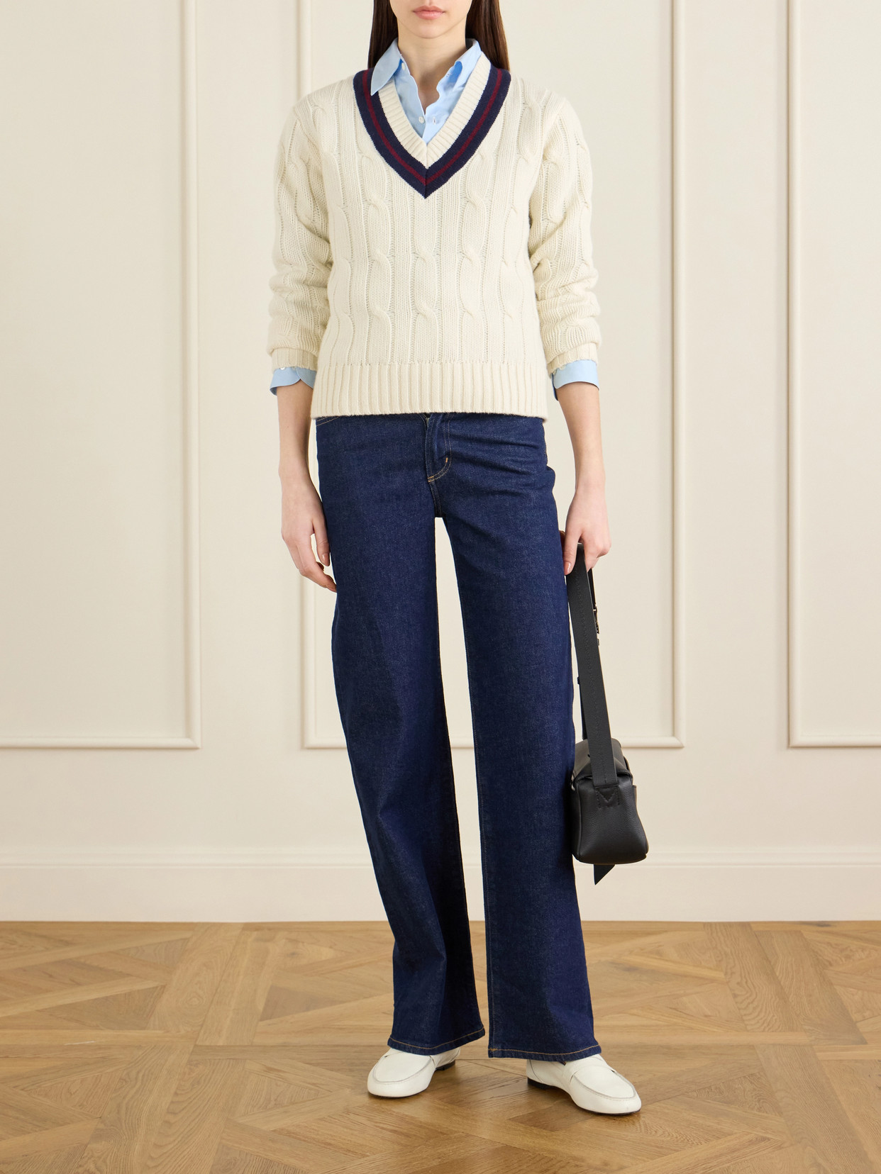 Nili Lotan Fabiana Striped Cable-knit Wool Sweater In White
