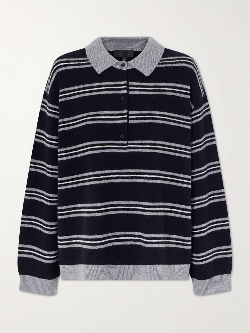 Nili Lotan Galvez Striped Cashmere Polo Sweater