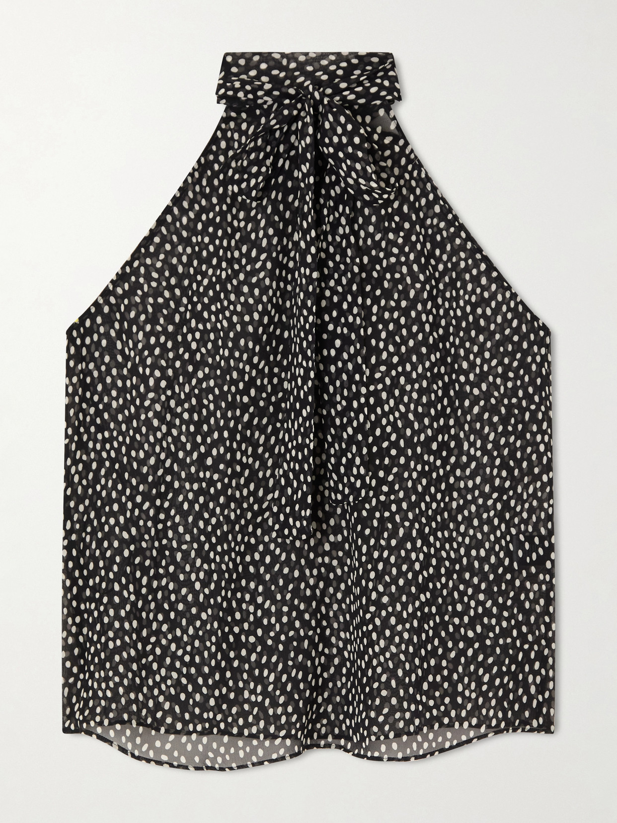 Alla Halterneck Polka-Dot Silk-Chiffon Blouse