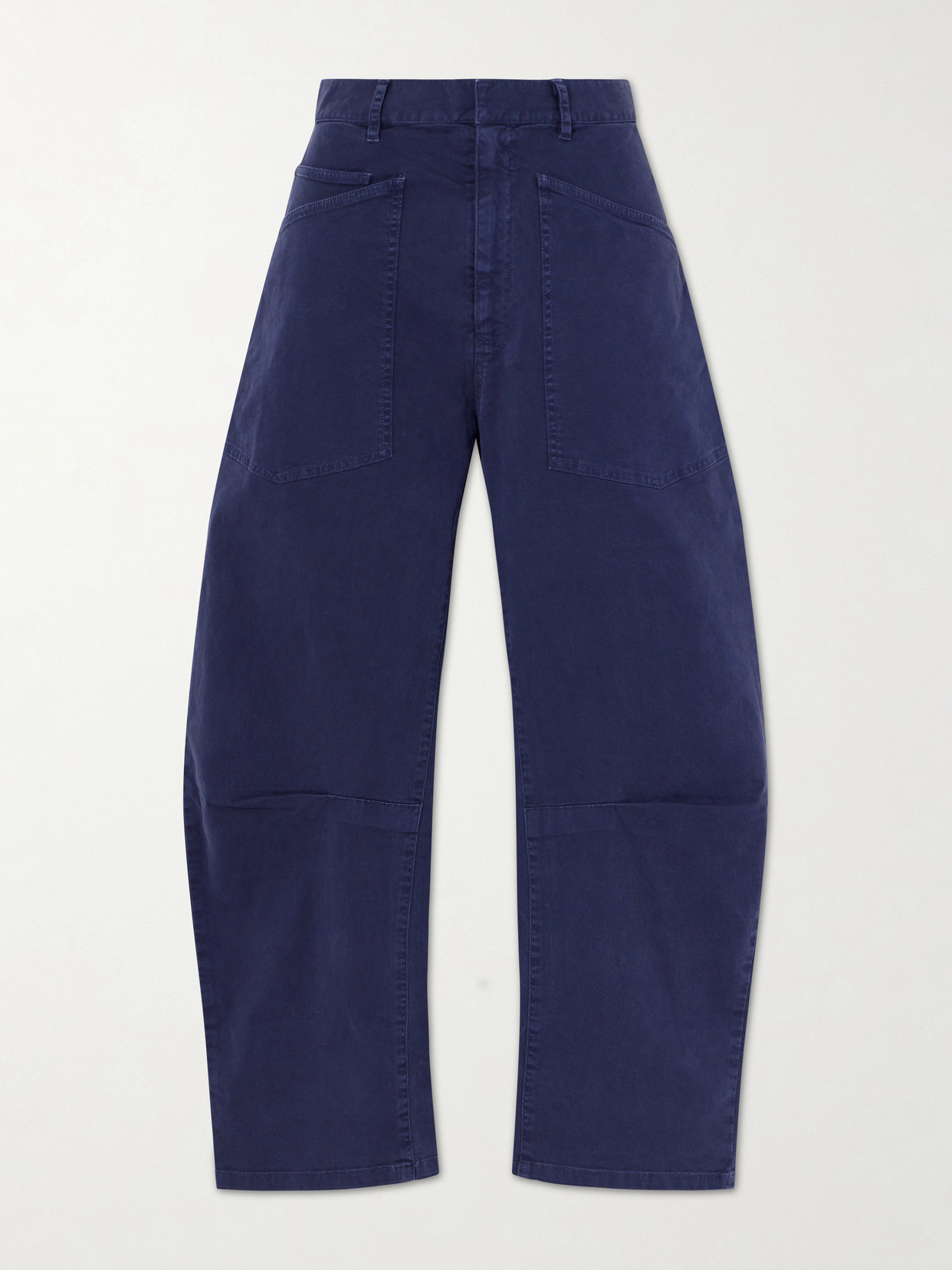 Nili Lotan Shon Cotton-blend Twill Tapered Pants In Blue