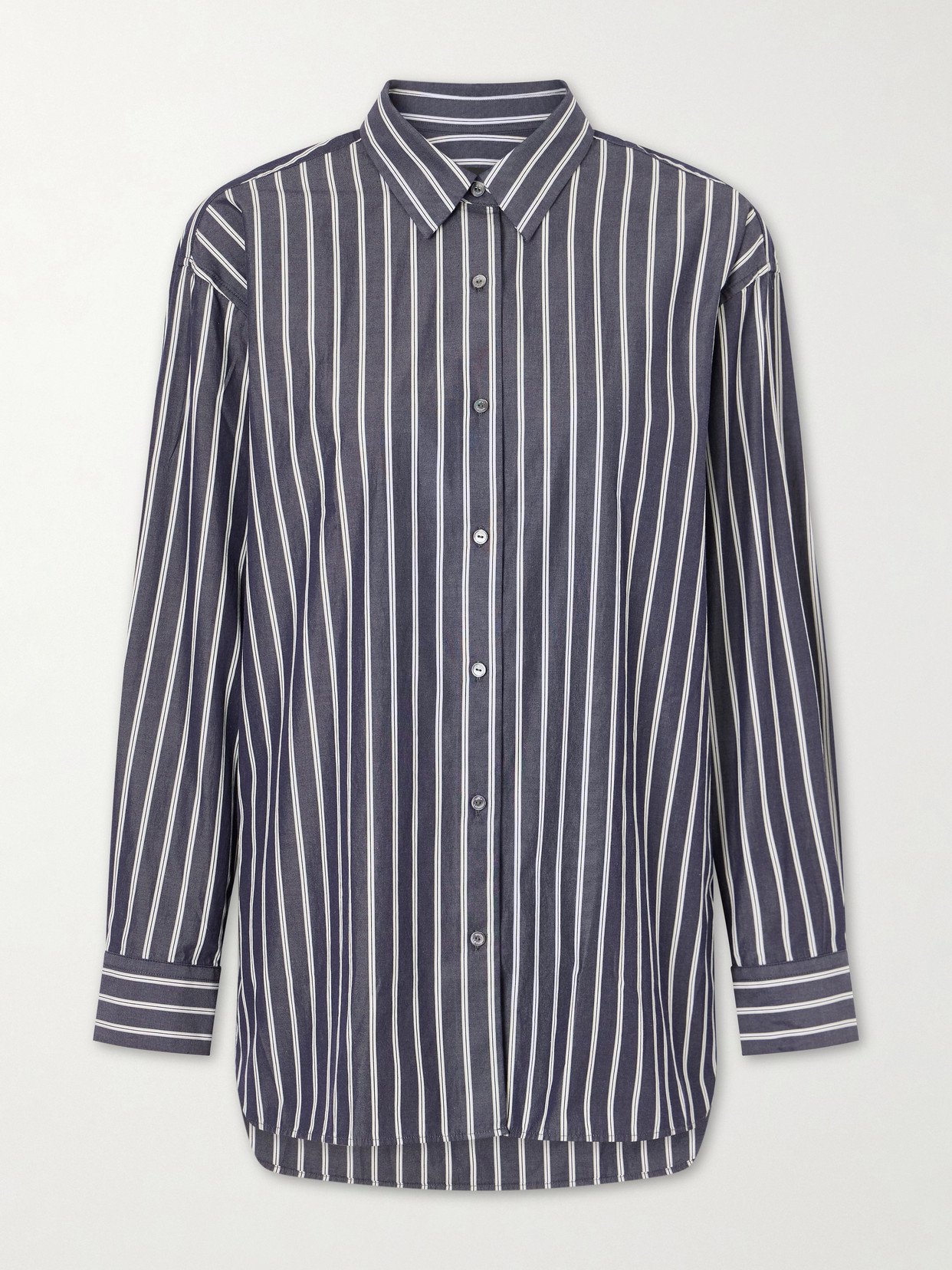 Nili Lotan Yorke Striped Cotton Shirt In Blue