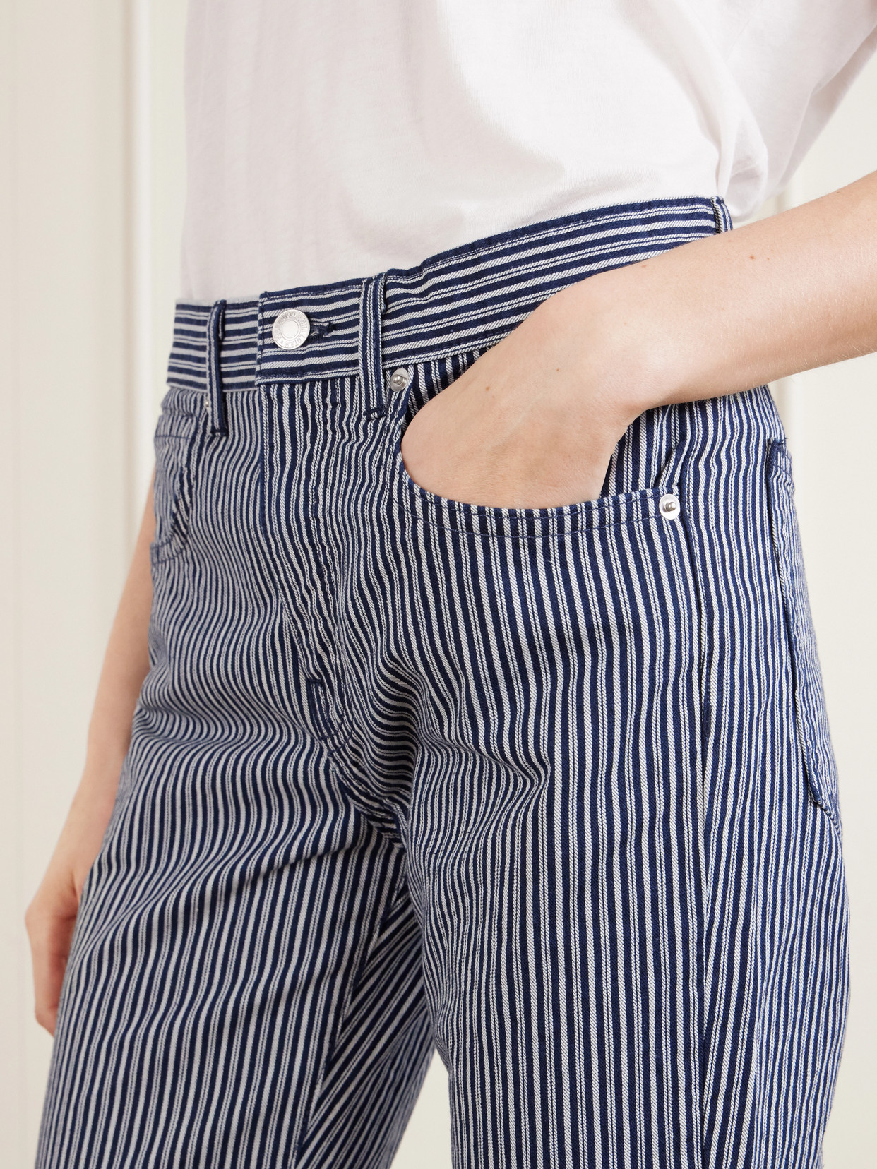 Celia Striped Straight-Leg Jeans