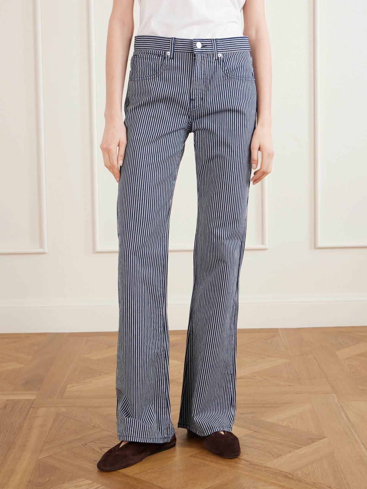 Celia Striped Straight-Leg Jeans