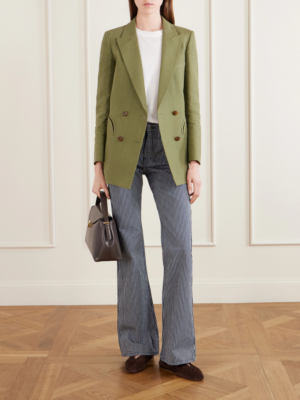 Celia Striped Straight-Leg Jeans
