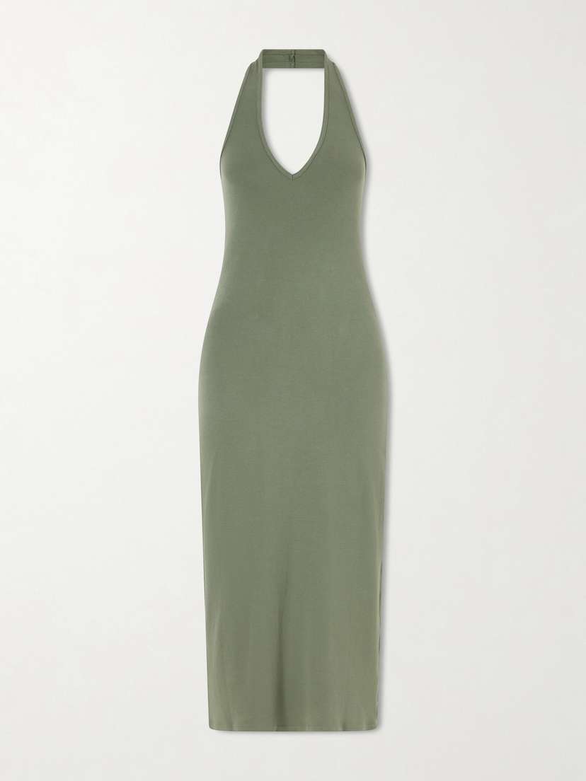 Nili Lotan Stevie Cotton-jersey Halterneck Midi Dress