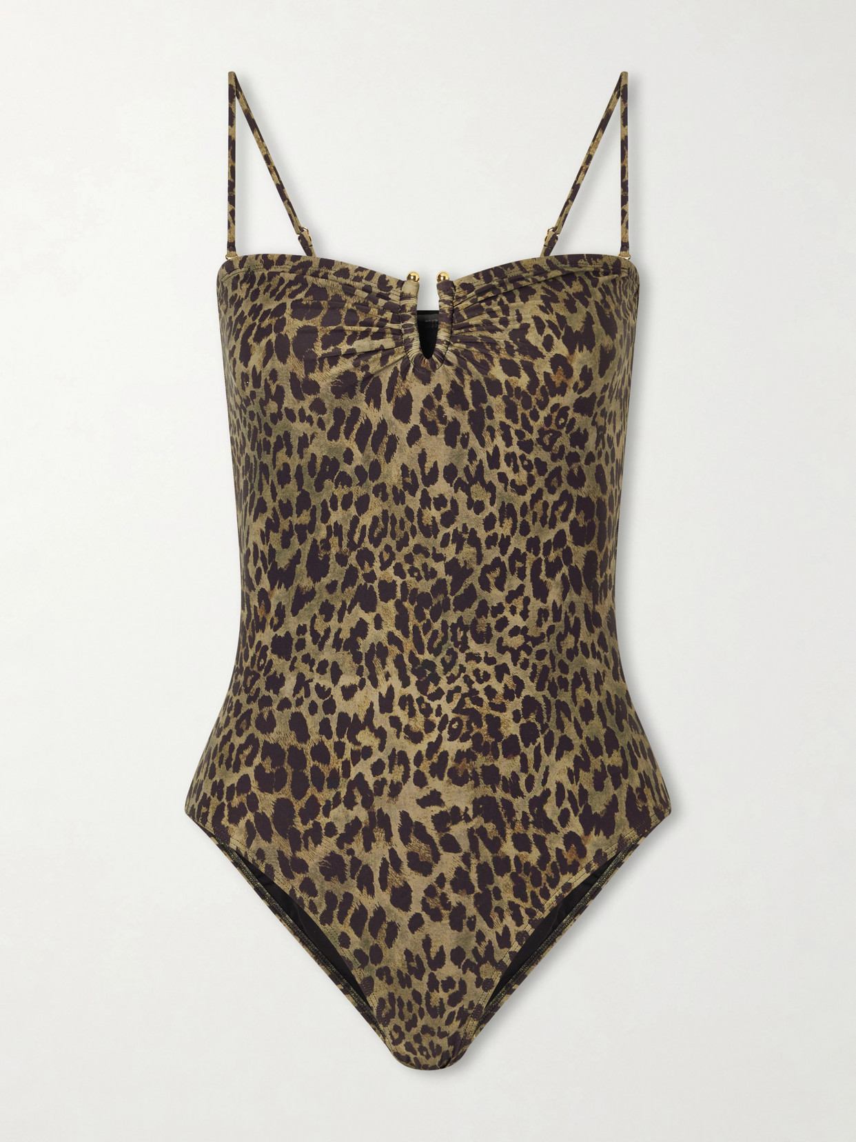 Nili Lotan Embellished Leopard-print Swimsuit In Brown