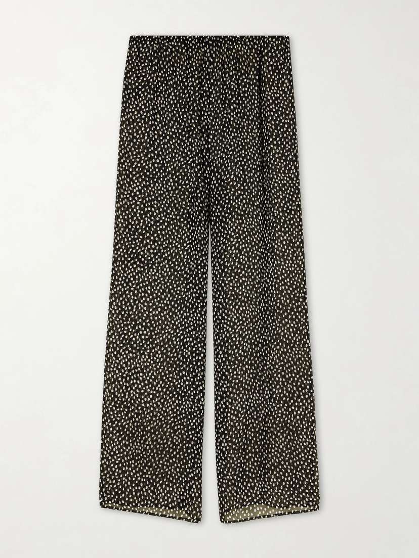 Nili Lotan Polka-dot Silk Straight-leg Pants
