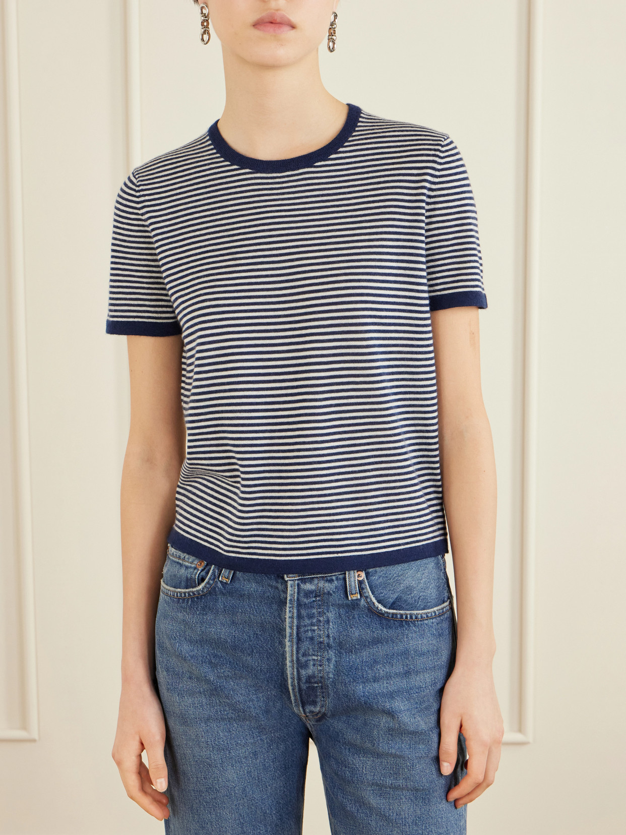 Linka Striped Cashmere T-Shirt
