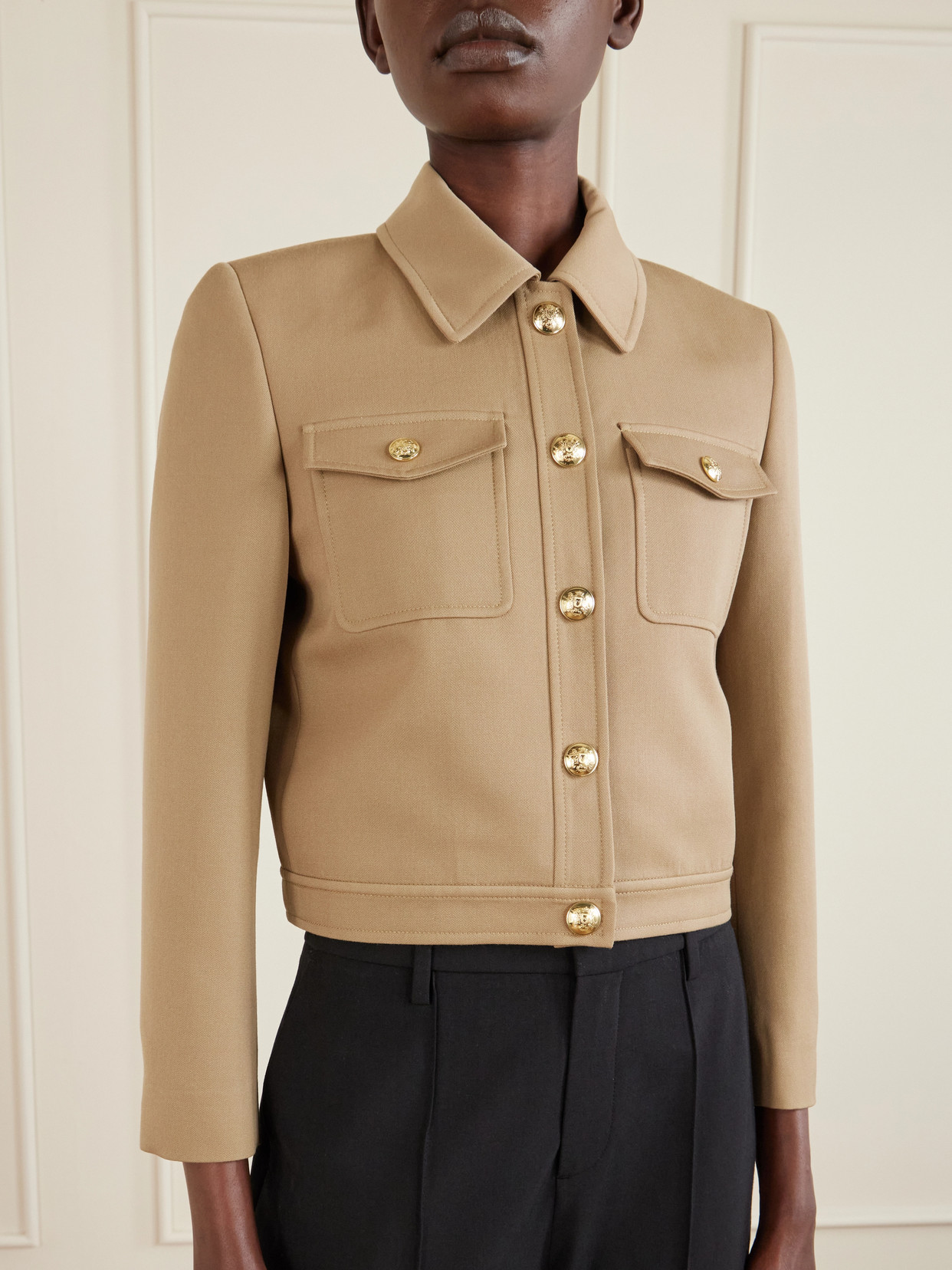 Nili Lotan Edna Single-breasted Crop Jacket In Neutral