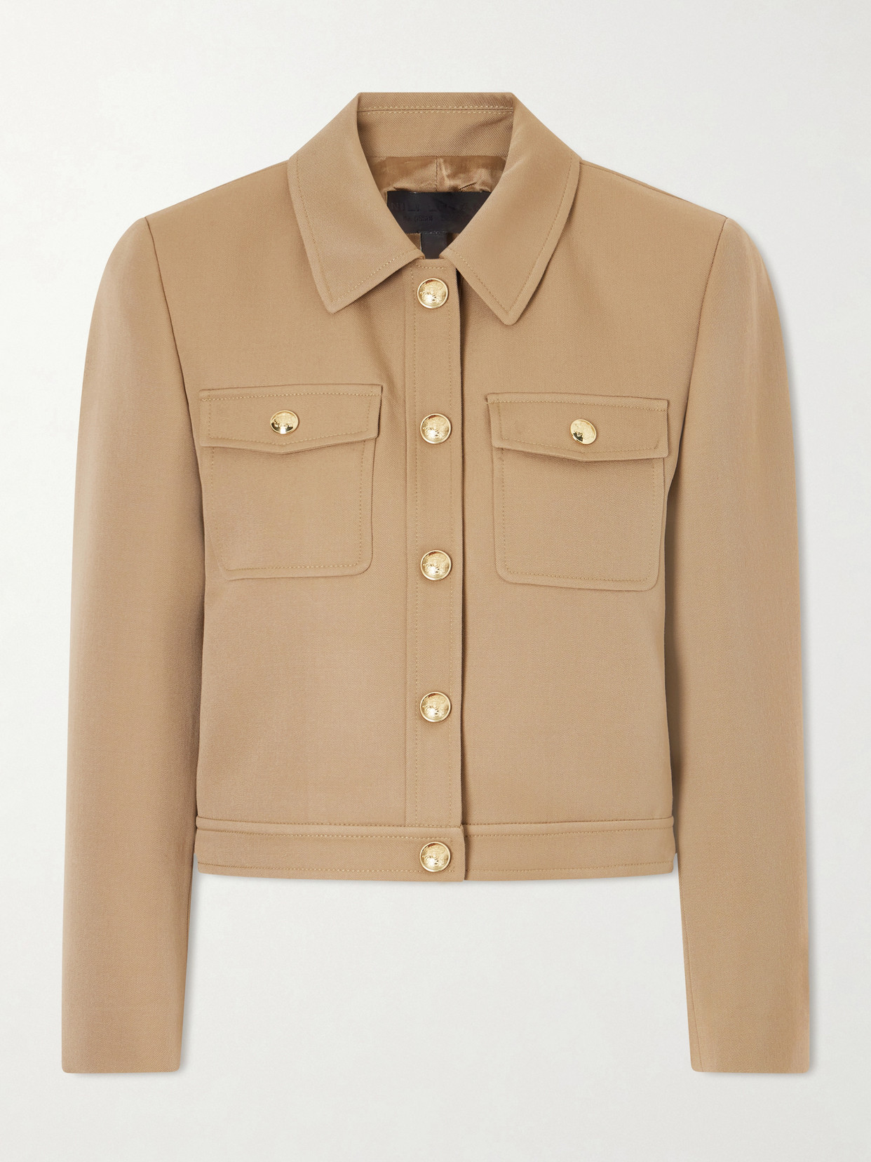 Nili Lotan Edna Cropped Wool-gabardine Jacket In Neutral