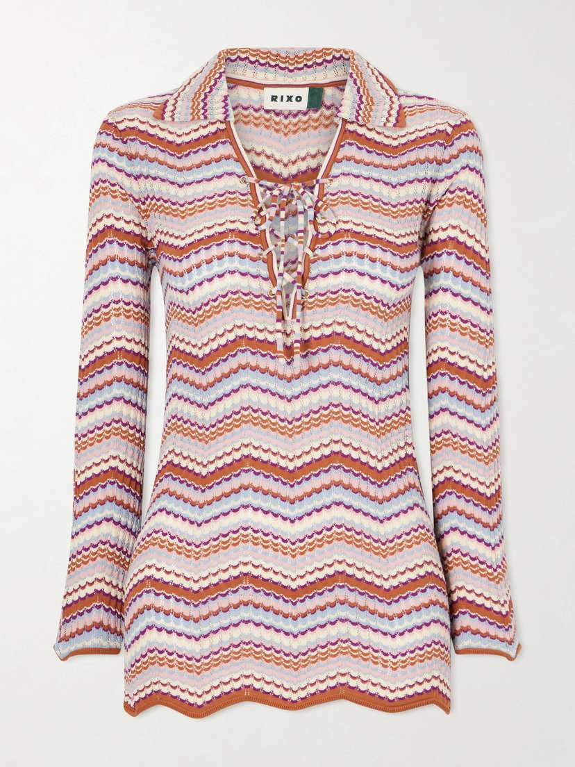Rixo Brody Crochet-knit Cotton Top
