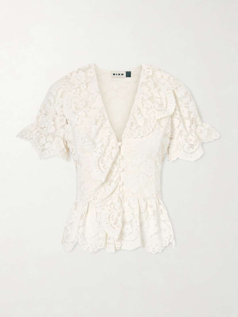 Rixo Dollie Ruffled Lace Blouse