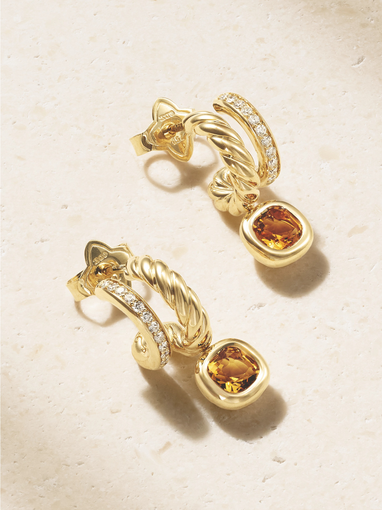 David Yurman Dy Mercer® 18-karat Gold, Diamond And Citrine Earrings