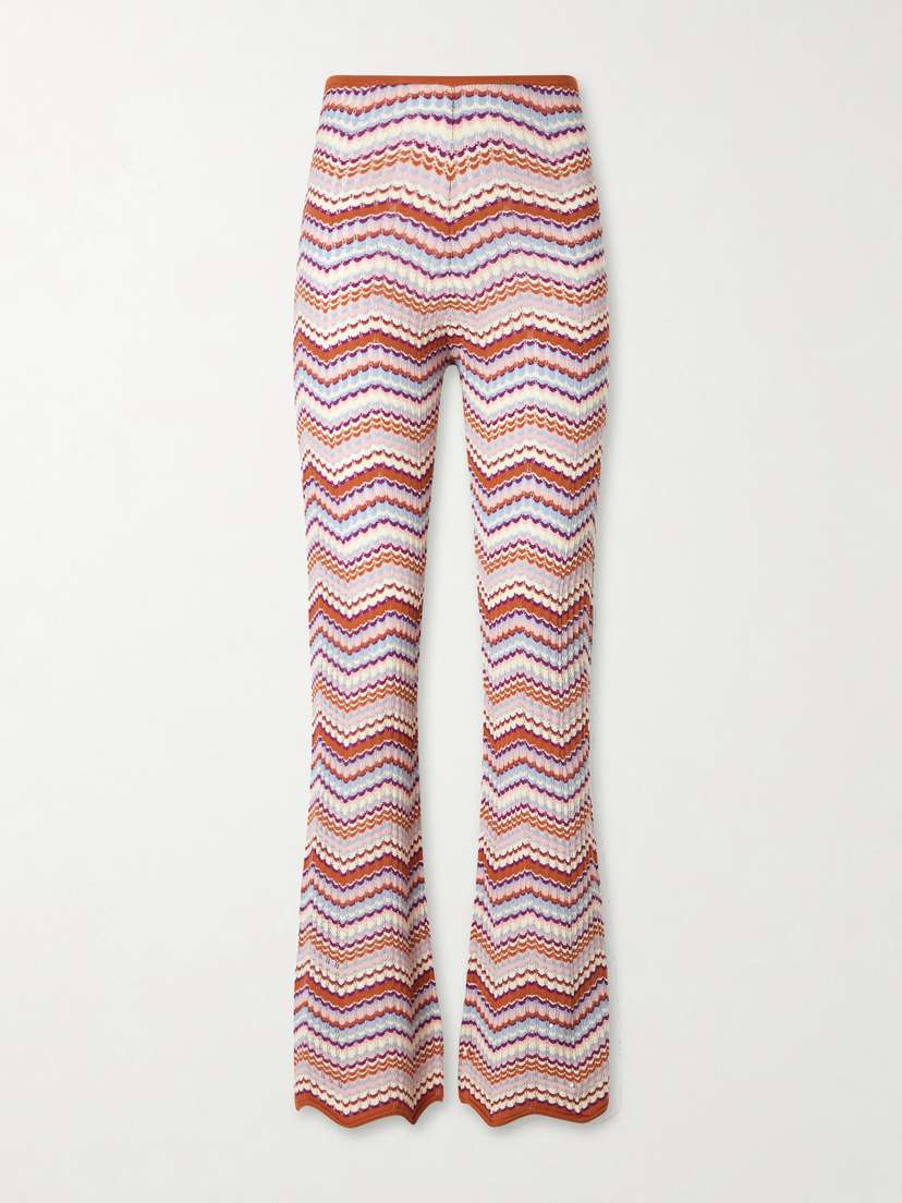 Rixo Boni Striped Chocheted Cotton Straight-leg Pants