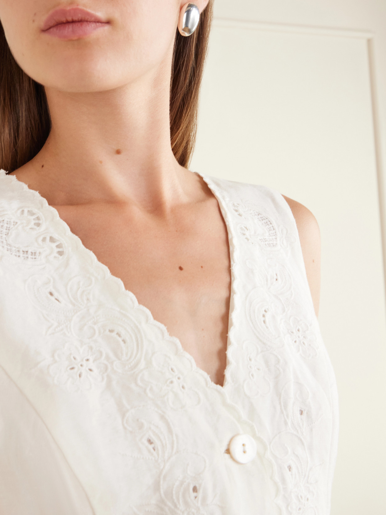 Jesse Broderie Anglaise Linen-Blend Top