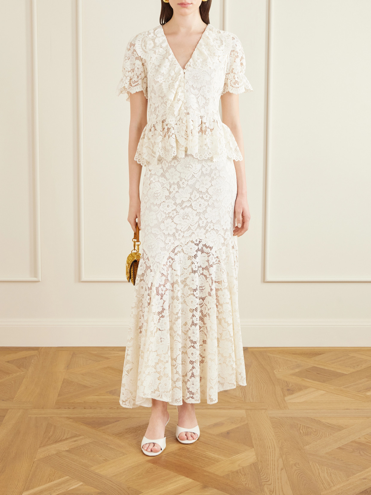 Jade Pleated Lace Midi