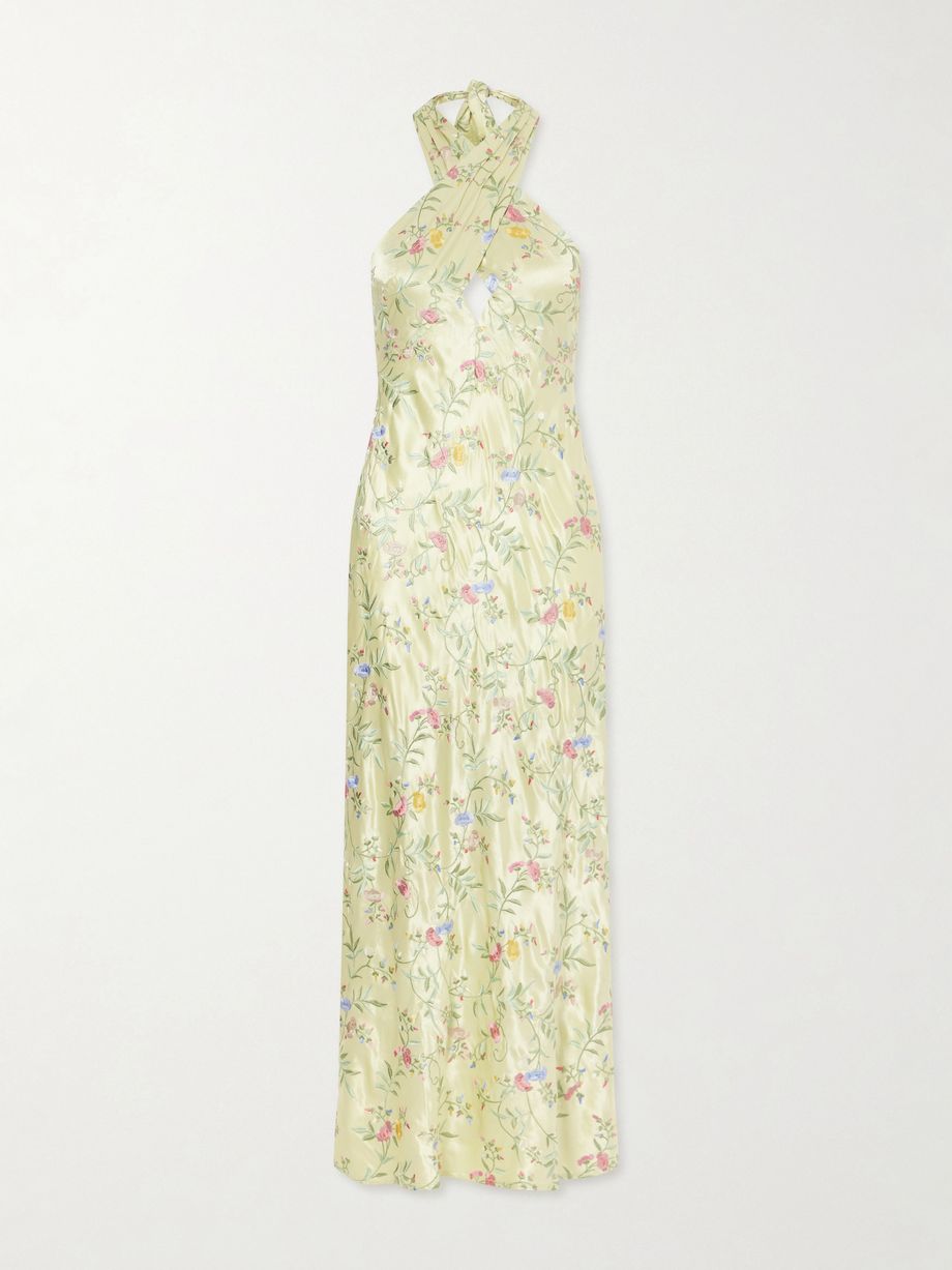 Dune floral-embroidered satin maxi dress