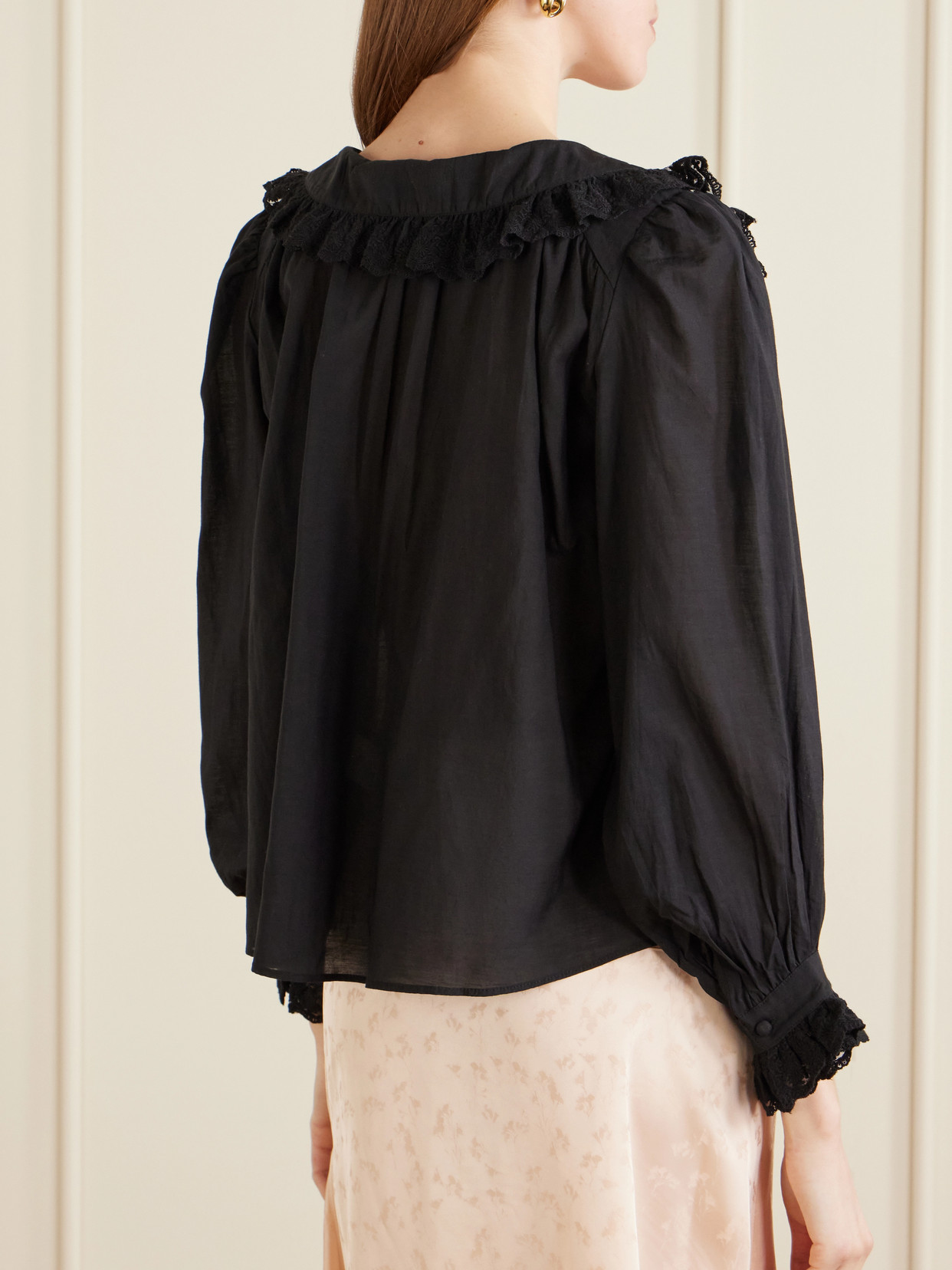 Milia Shirred Cotton-Blend Blouse
