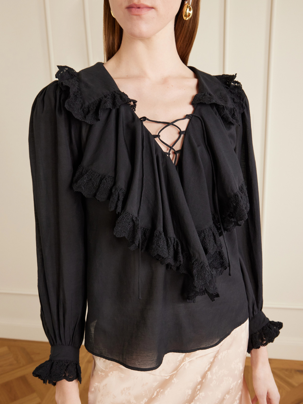 Milia Shirred Cotton-Blend Blouse