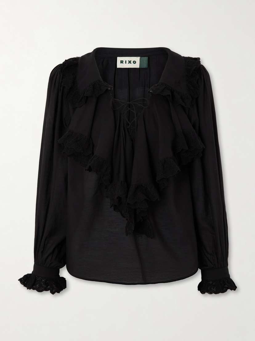 Rixo Milia Shirred Cotton-blend Blouse