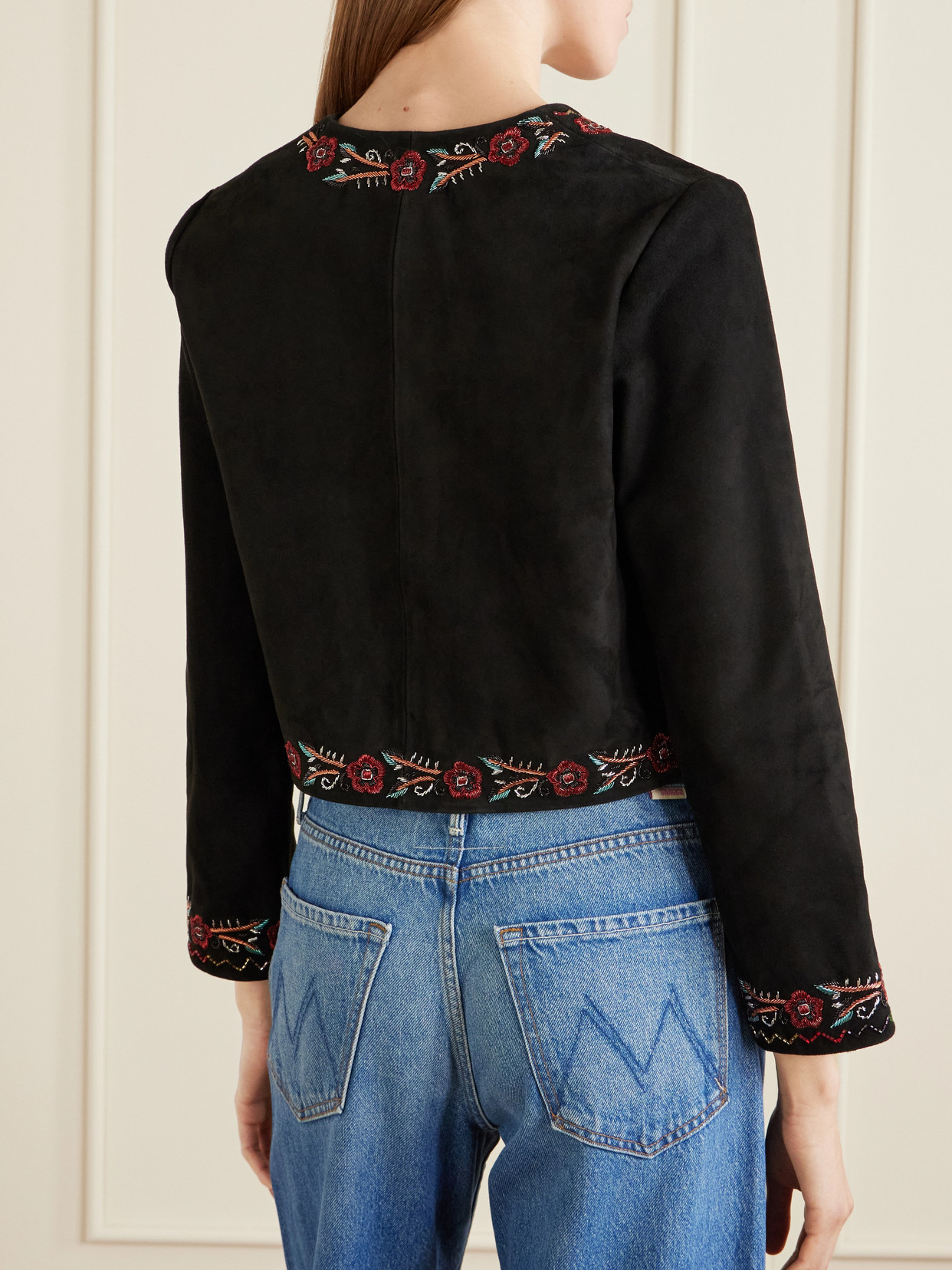 Oliwia Embellished Suede Evening Jacket