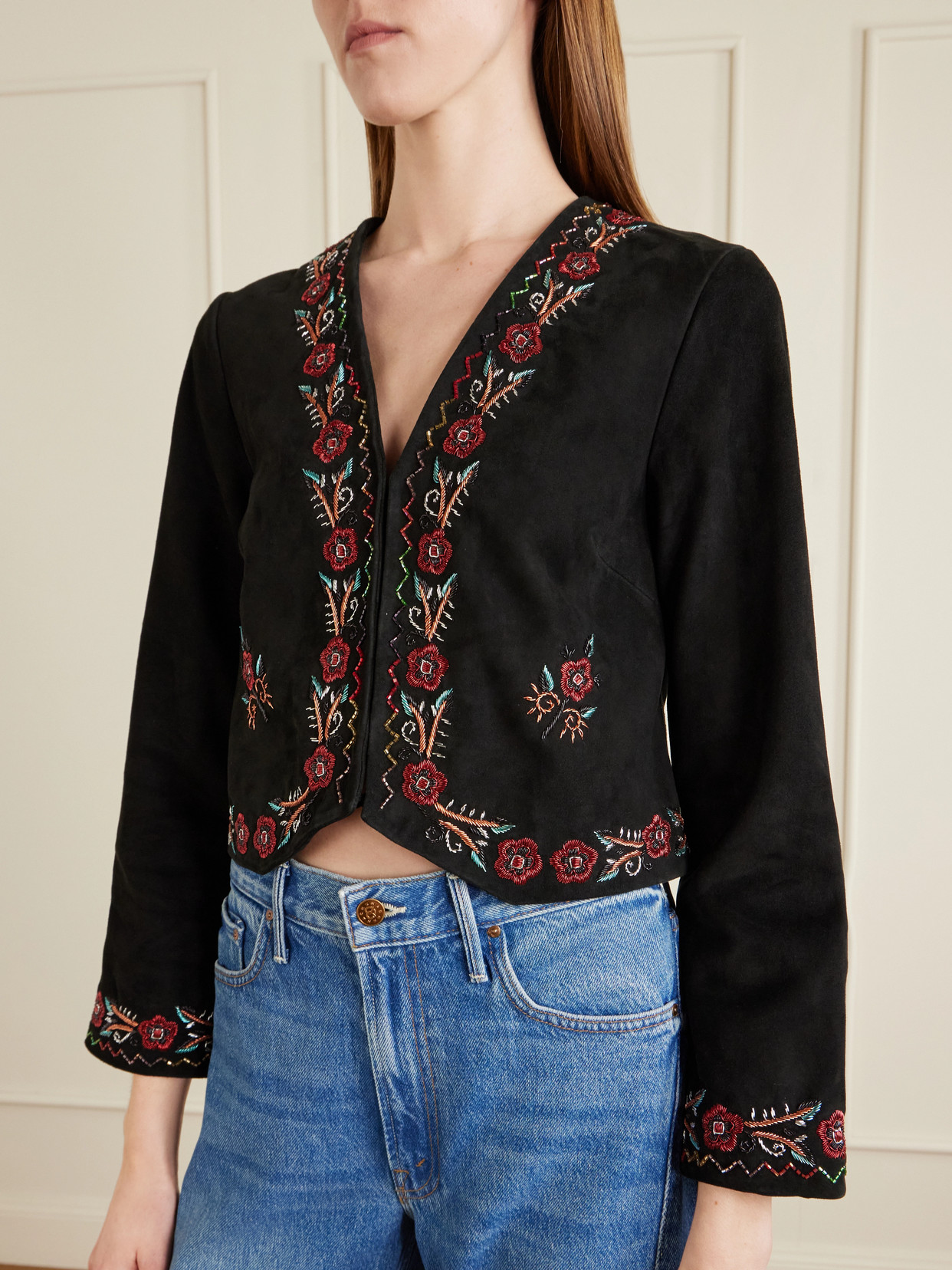 Oliwia Embellished Suede Evening Jacket