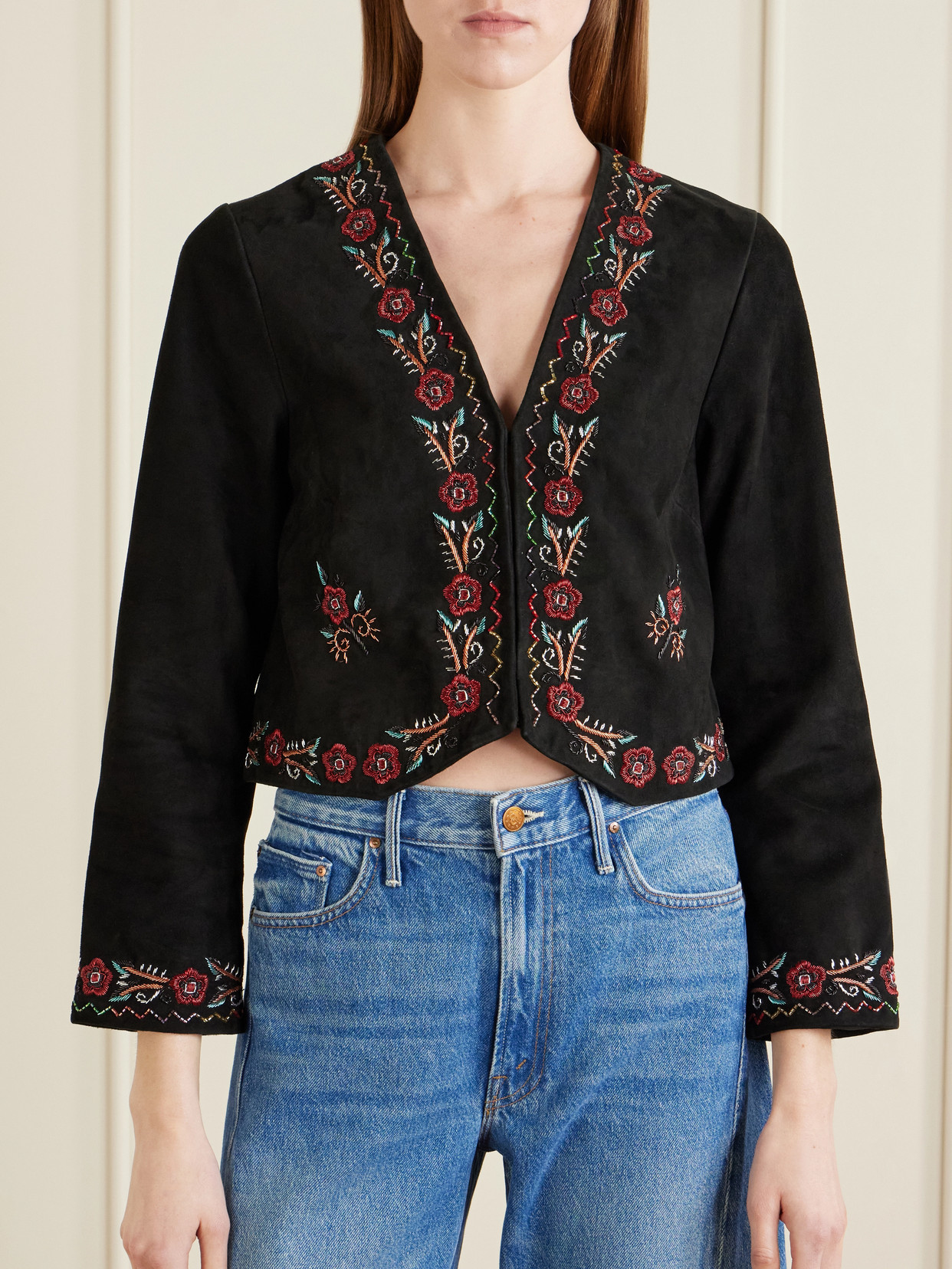Oliwia Embellished Suede Evening Jacket