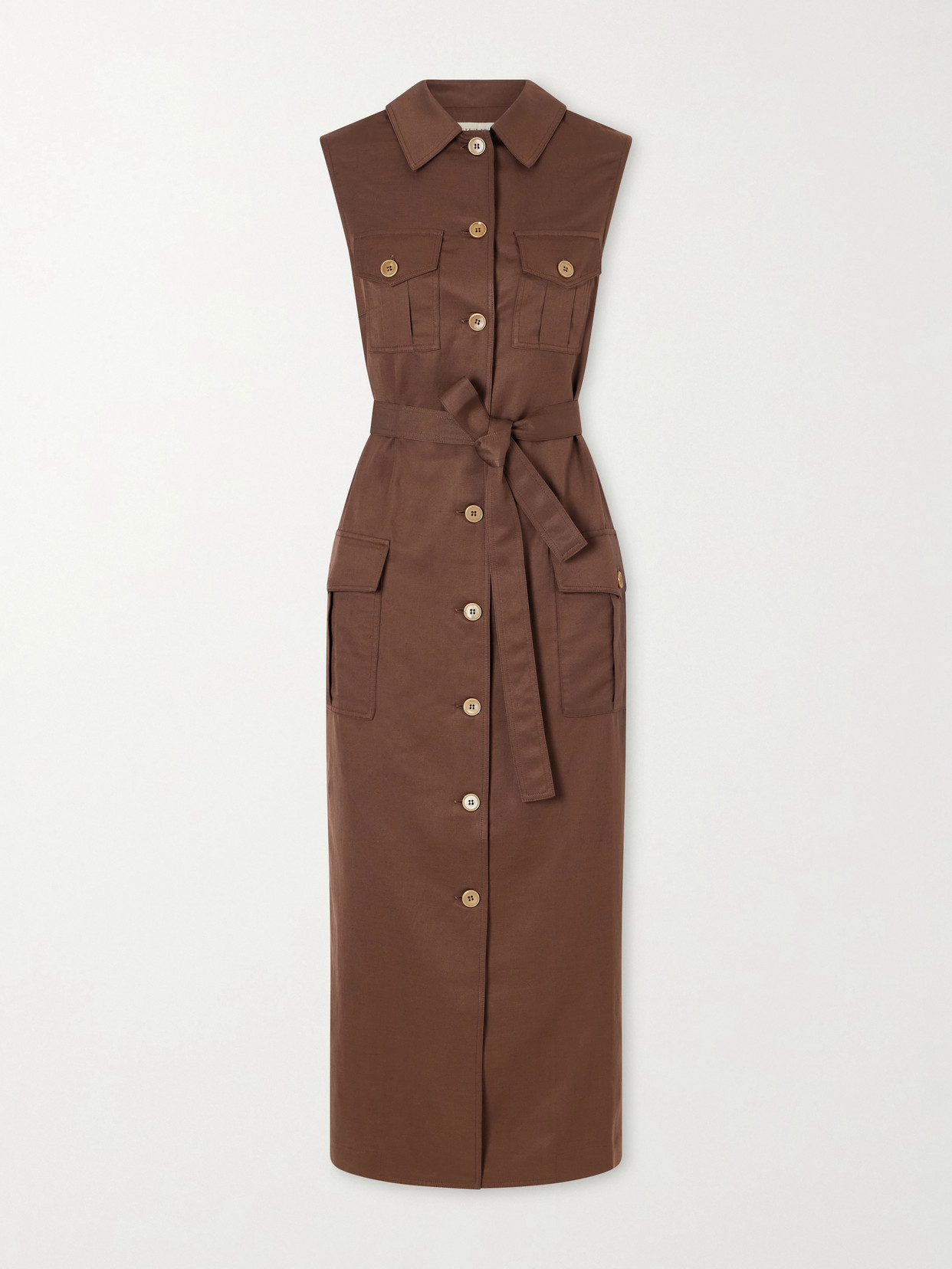 Giuliva Heritage Mary Angel Belted Silk And Linen-blend Midi Dress In Multi