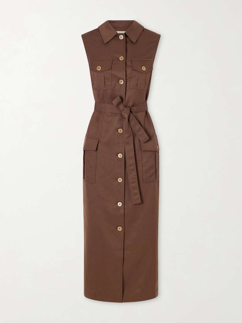 Giuliva Heritage Mary Angel Belted Silk And Linen-blend Midi Dress | Thumbnail 5 Giuliva Heritage Mary Angel Belted Silk And Linen-blend Midi Dress | Thumbnail 5