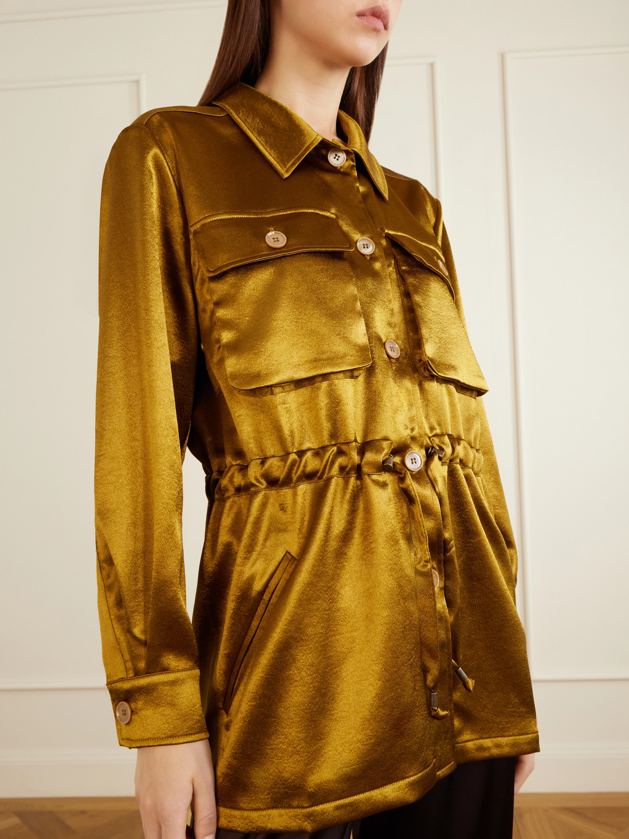 Giuliva Heritage Tessa Drawstring Satin Jacket In Multi
