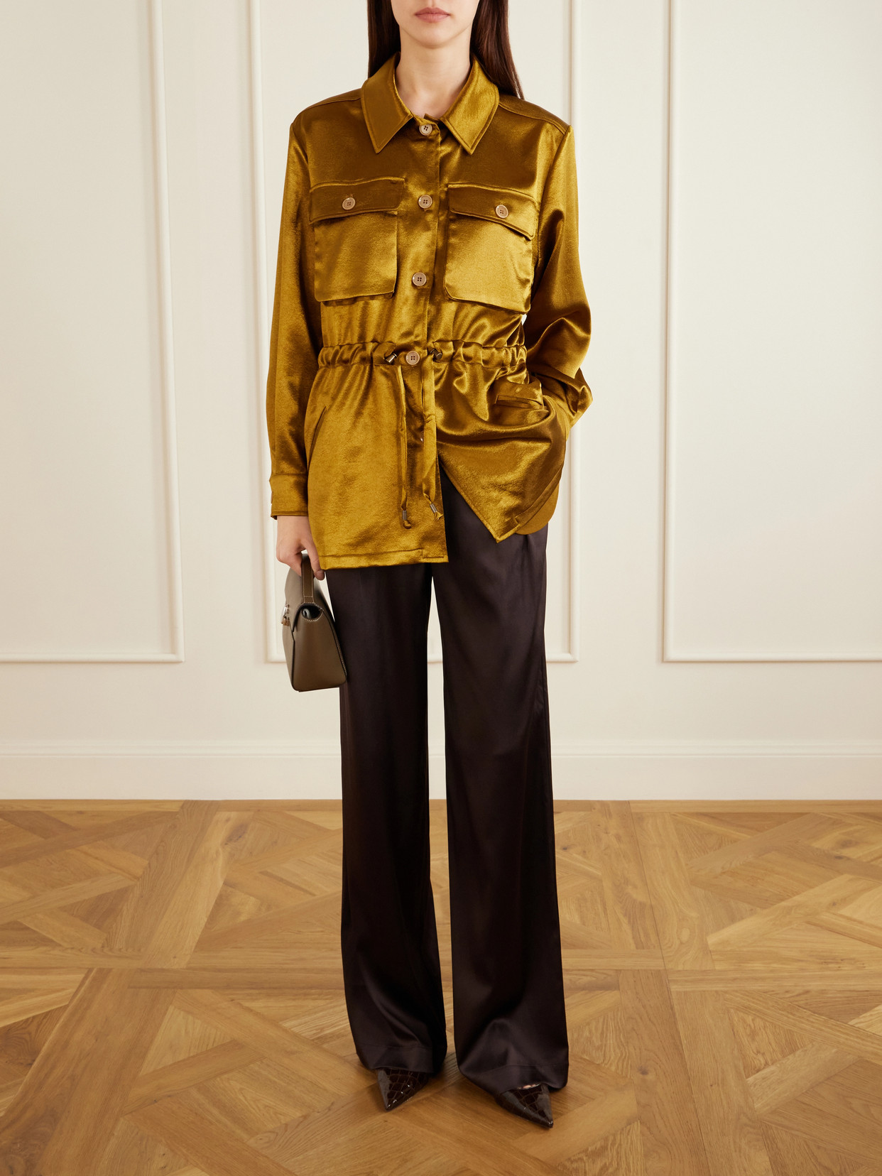 Giuliva Heritage Tessa Drawstring Satin Jacket In Multi